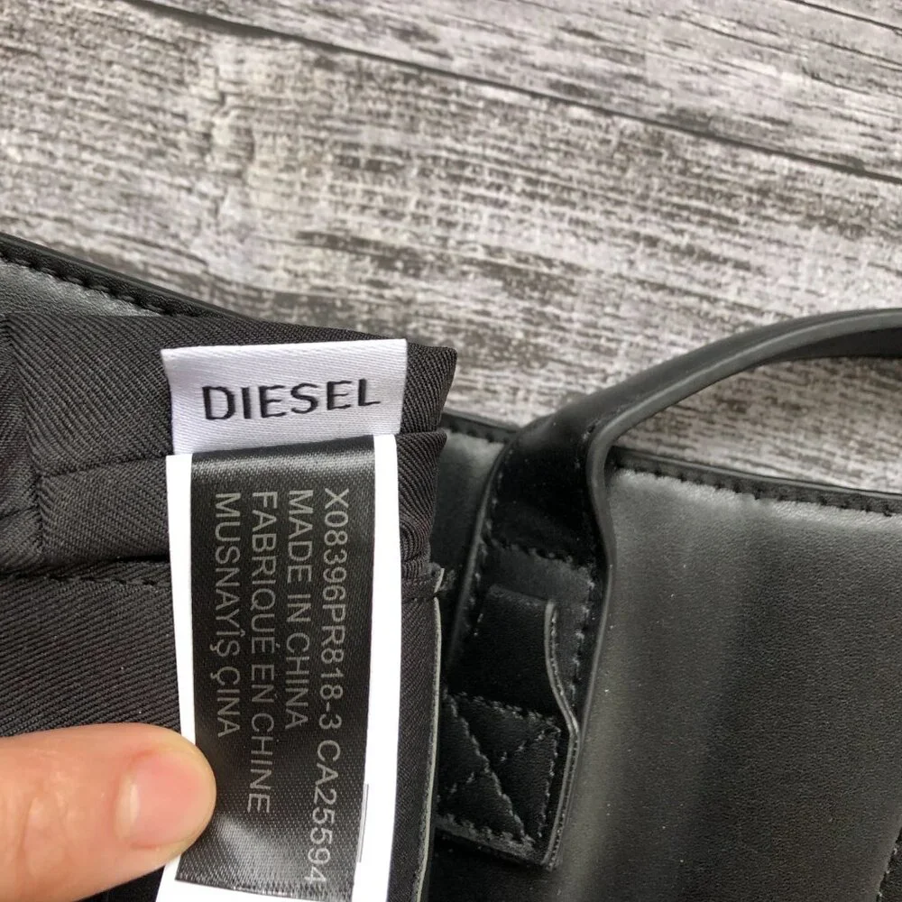 Diesel Black Logo Plaque Shoulder Bag